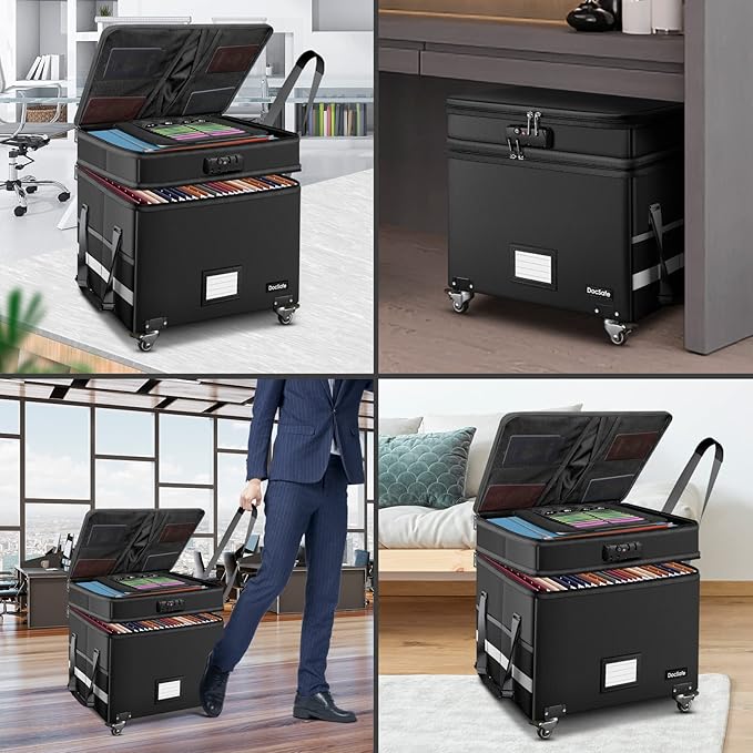 DocSafe Fireproof Document Box Set with Lock and Wheel