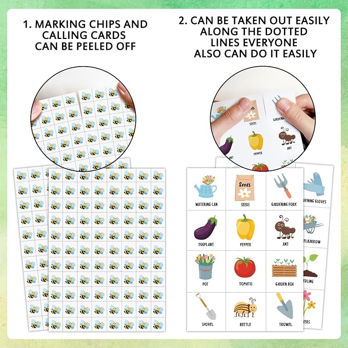 Garden Bingo Game Cards 24 Players Garden Theme Bingo Game for Adults Family Vacation, Garden Tea Party Favors Supplies Decorations/07