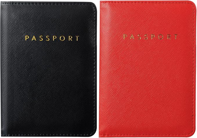 2 Pcs Passport Cover Holder for Travel Waterproof Leather Passport Wallet Case Book Travel Cruise Essentials for Women Men | 2 Pieces