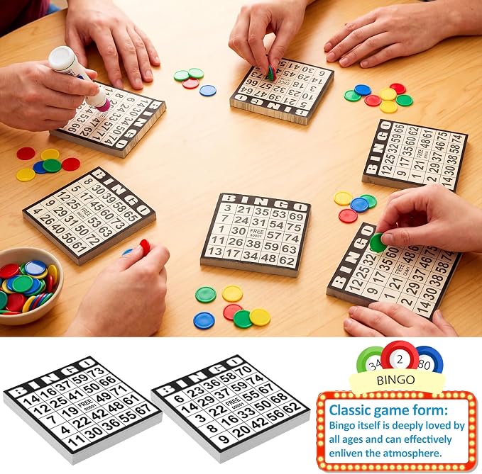 Harloon 1000 Sheets Bingo Paper Game Cards 20 Books 4"x4" Disposable Cards Suit for Family Game Nights Large Groups Activities (Black)
