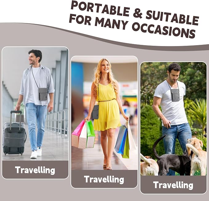 Likesing 5.5" L x 7.9" W Travel Neck Wallet, RFID Passport Holder (Grey) | RFID Blocking Passport Holder for Travel, Security Lightweight Passport Travel Wallet, Neck Pouch Gifts for Women Men