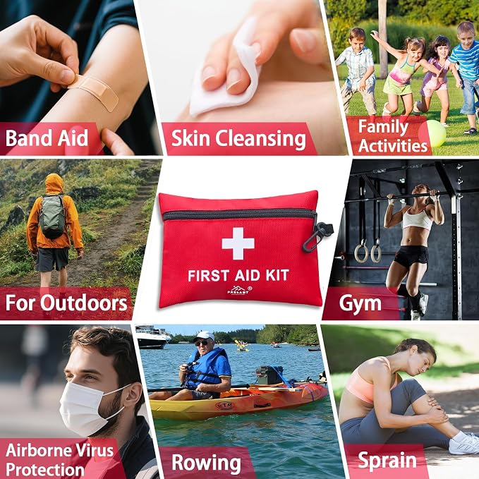 2Pack 152 Piece Small First Aid Kit, Travel Size First Aid Kit TSA Approved, Mini Forst aid kit for Home, Car, Travel, Camping, Truck, Sports, Office, Hiking Med Kit for Backpack