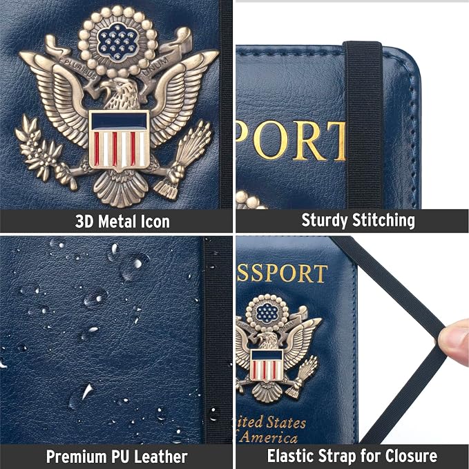Coowayze Passport Holder for Men Women RFID Blocking US Passport Cover Case, Waterproof Leather Passport Book Protector with Vaccine Card Slot Travel Document Organizer