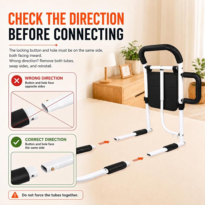 Bed Rails for Elderly, Bed Cane for Seniors, Latest ASTM Certified | 350lbs Support, Bed Cane with Side Handle, Storage Pouch, Non-Slip Padding, ASTM Approved