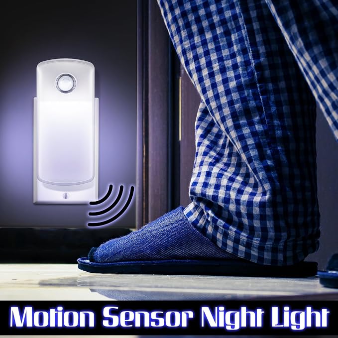 Enhon Emergency Power Failure Night Lights, 5-in-1 Multi Color LED Light, Rechargeable Flashlight with Foldable Plug, Automatic On Off Motion Sensor for Bedrooms, Hallways, Black Outs (4 Pack)
