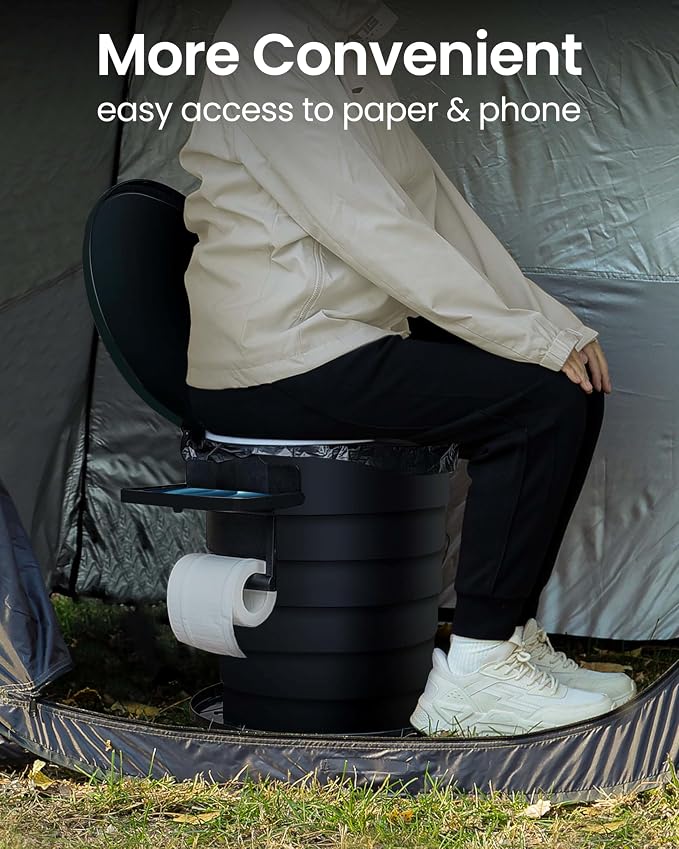 Upgrade Retractable Portable Toilet Travel Toilet Adjustable Height Camping Toilet Portable Potty for Adults Kids, Foldable Portable Toilet for Camping/Car