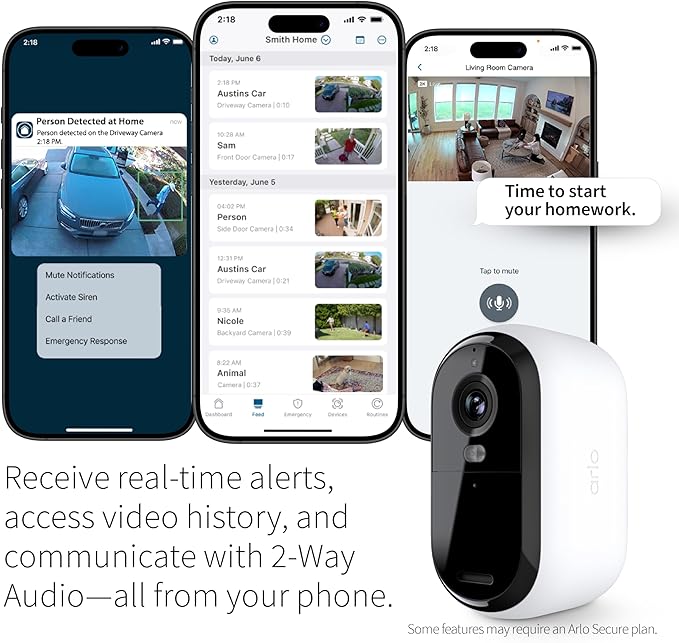 Arlo Home Security System - Wired Keypad Sensor Hub, (2) 8-in-1 Sensors, 24/7 Professional Monitoring + Outdoor 2K (1 Cam) + Bundle - No Contract Required, Alarm System for Home Security