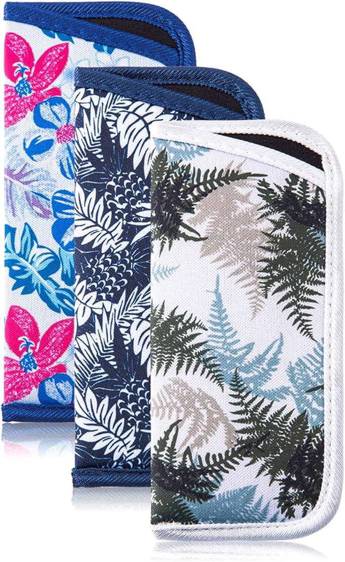 TRIUMPH VISION Reading Glasses Pouch Eyeglass Sleeve Soft Case Slim 3 Pack | Alternative to Bulky Case Lightweight，Neoprene Lined Padded Protect Optical lens Slip in, Cute Pattern Portable for Daily Use