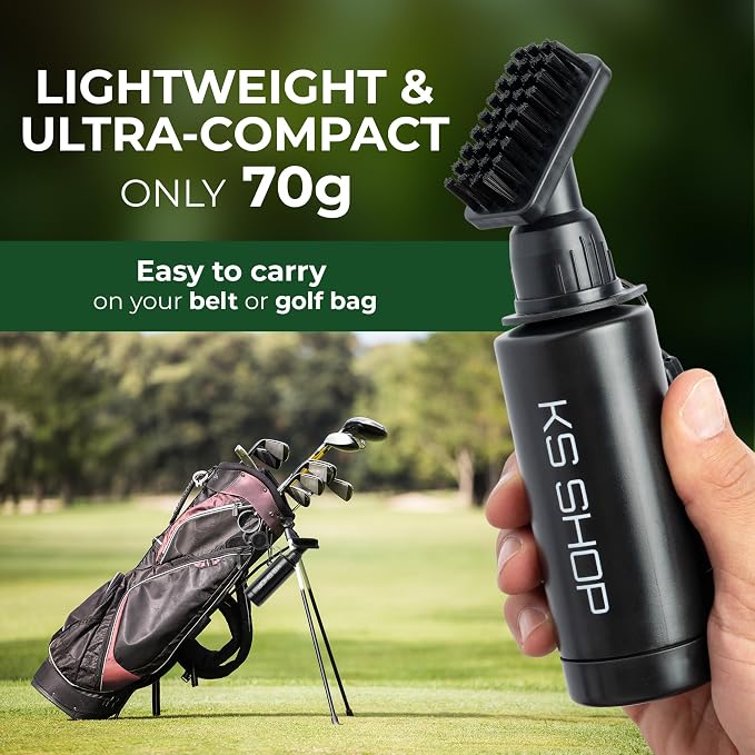 Golf Club Brush Cleaner - Water Bottle 7.5 Inches Holds 4 Ounces of Water - 45cm Retractable Clip - Club Cleaner - Essentials Golf Accessories for Men and Women