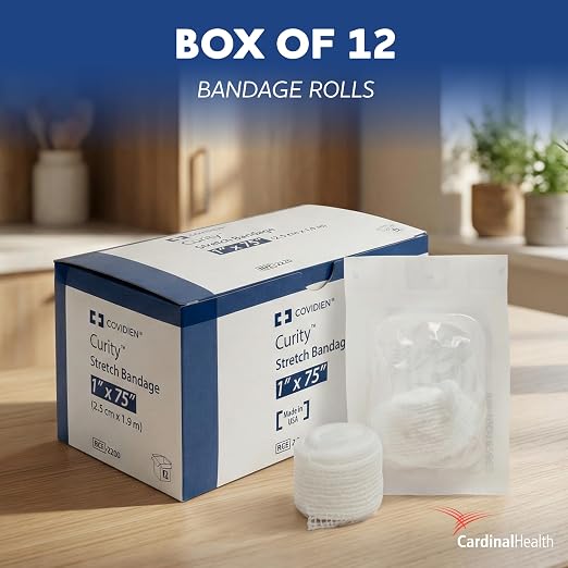 Curity Conforming Bandage, Cotton/Polyester, 1-Ply, 1" x 75", Roll Shape, Sterile, 12 Count, 1 Pack | Cotton / Polyester, Roll Shape