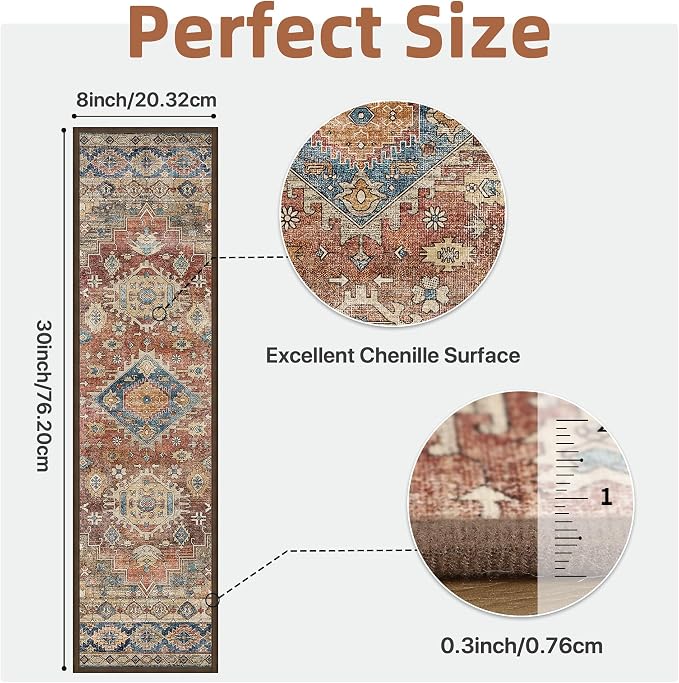 sarben 8"x30" Non Slip Stair Treads for Wooden Steps 15 Pack, Antique Red | Peel and Stick Carpet Stair Runner with TPE Adhesive Backing, Carpet for Added Safety, Pet and Senior Friendly