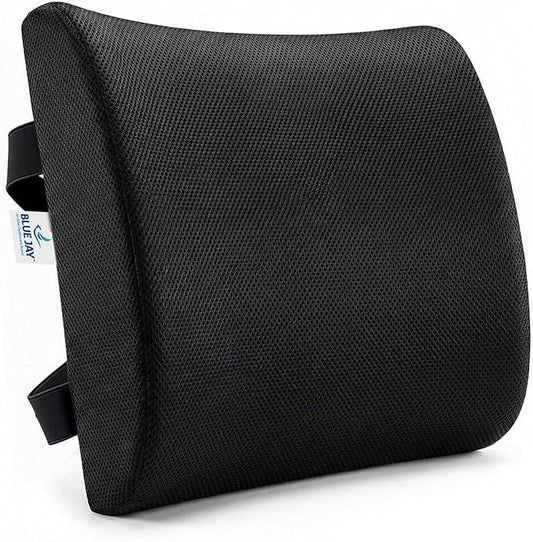 Blue Jay Memory Foam Lumbar Support for Wheelchair - Orthopedic Back Cushion for Elderly, Posture Correction & Lower Back Pressure Relief - Breathable Mesh