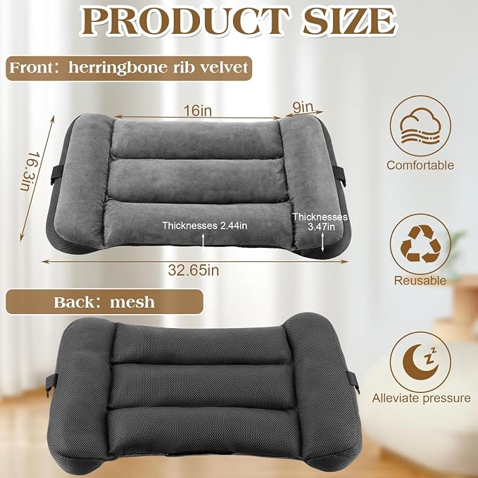 Lateral Support for Wheelchair Back Cushion Pressure Relief Side Support Pads Recliner Wheelchair Lumbar Pillow for Office Chair Back(Dark Gray)