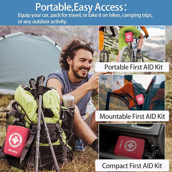 Besst Survivor Premium First Aid Kit with Labelled Compartments, Waterproof & Organized Molle Medical Kit for Home, Car, Hiking, Camping, Travel & Roadside Emergencies and Everyday Safety