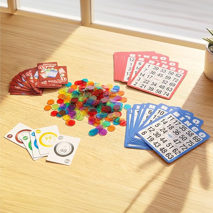 GSE Games & Sports Expert Complete Bingo Game Set with 50 Bingo Cards, 500 Chips, Calling Cards Deck, Party Fun Game for Adults, Seniors, Family Gatherings, Classroom Activities, Large Groups