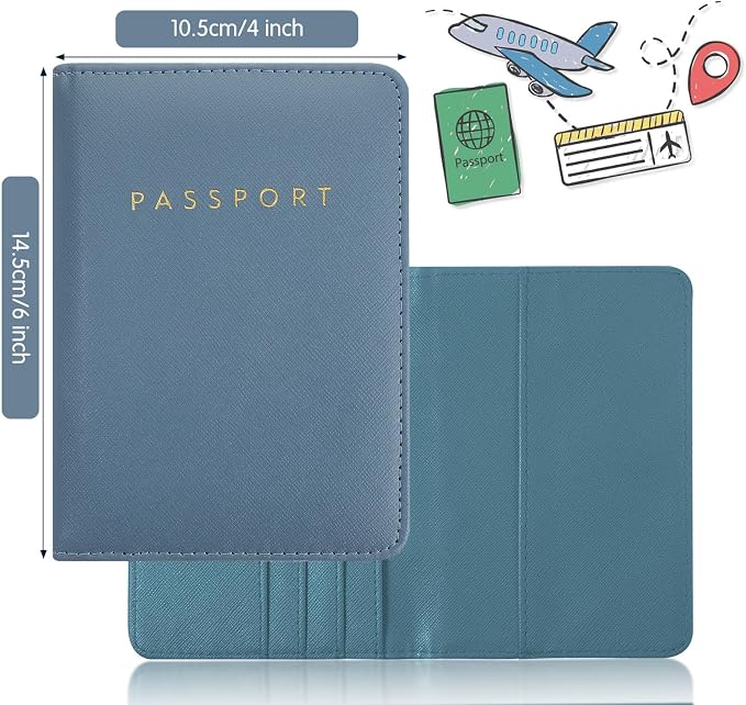 2 Pcs Passport Cover Holder for Travel Waterproof Leather Passport Wallet Case Book Travel Cruise Essentials for Women Men | 2 Pieces