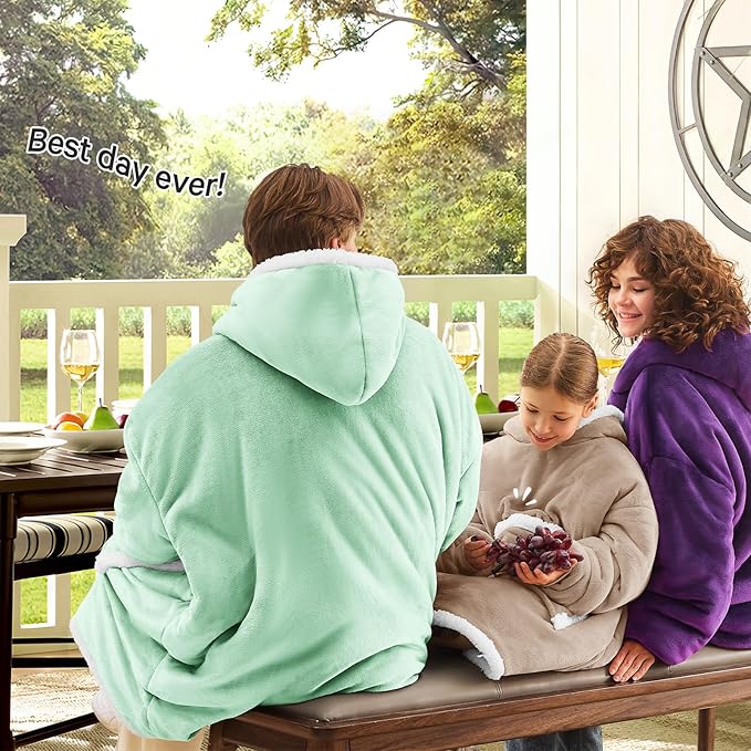 JOYWOO Nude Kids Wearable Blanket Hoodie, Oversized Cat lovers Hoodie Blanket for kids & Teens,Birthday Gifts for Girl Boys,Cozy Fuzzy Sherpa Fleece Blanket Giant Pocket Winter Gifts,Nude