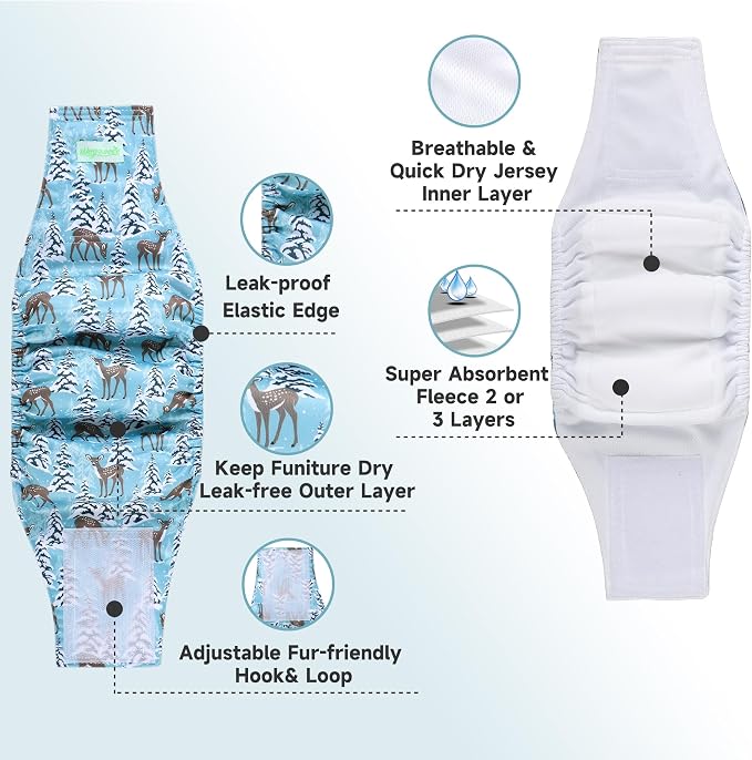 wegreeco Washable Male Dog Belly Band (Stylish Pattern) - Pack of 3 - Dog Diapers Male - Washable Male Dog Belly Wrap (Dolphins, Small)
