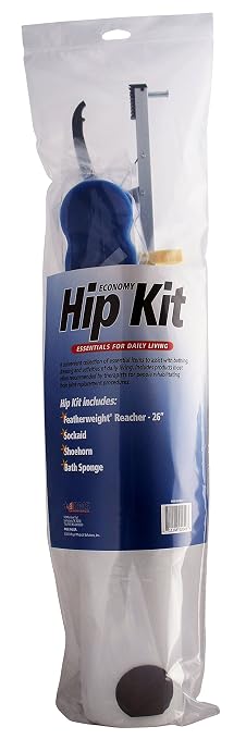 RMS 4-Piece Hip Kit with 26” Reacher, Sock Aid, Bath Sponge & Shoe Horn – Long-Term Orthopedic Daily Living Aids for Chronic Hip, Knee & Mobility Limitations