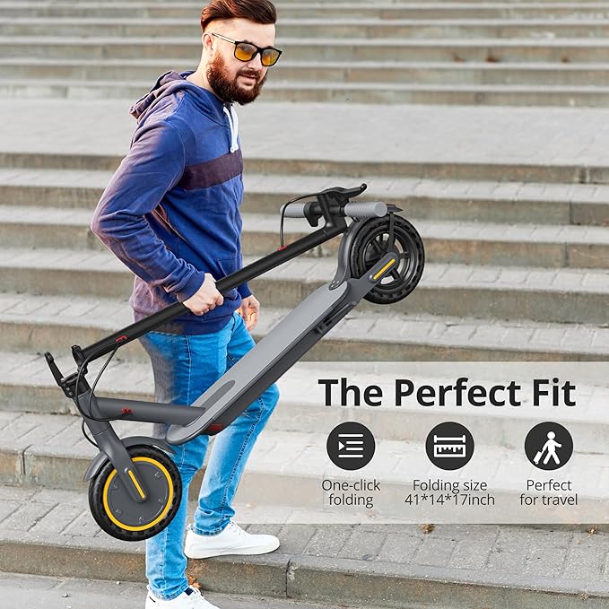 Electric Scooter for Adults- 8.5"/10''/14'' Tires, Up to 19/22MPH by 350W/500W Motor, Max 12/21/23/27/62Miles Long-Range Foldable Commuting Adults Scooter with Double Braking System and App