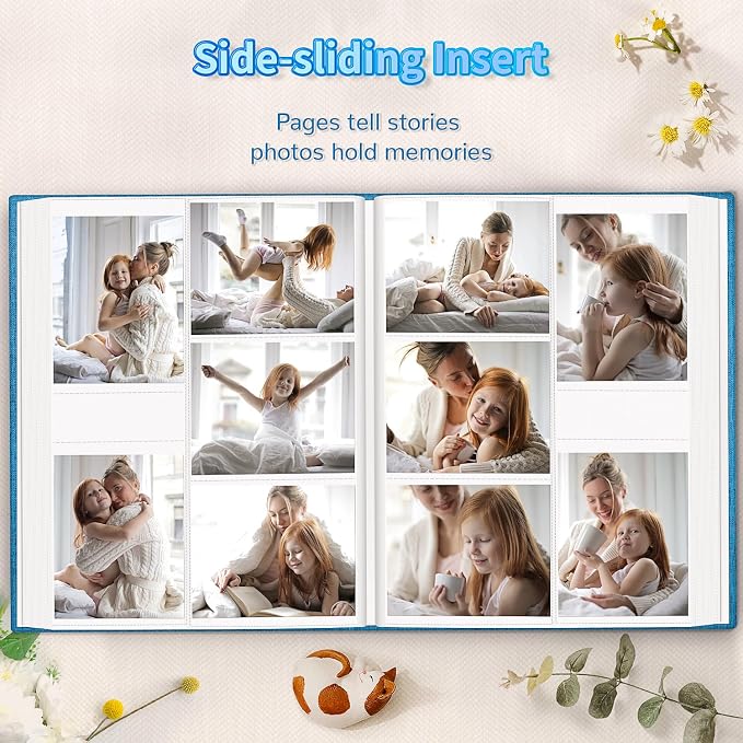 Artfeel Photo Album 4x6 with 1000 Pockets,Slip-in Picture Albums,Linen Cover Memory Book with Front Window,White Page Vertical Photo Book for Wedding,Family,Anniversare,Baby,Vacation