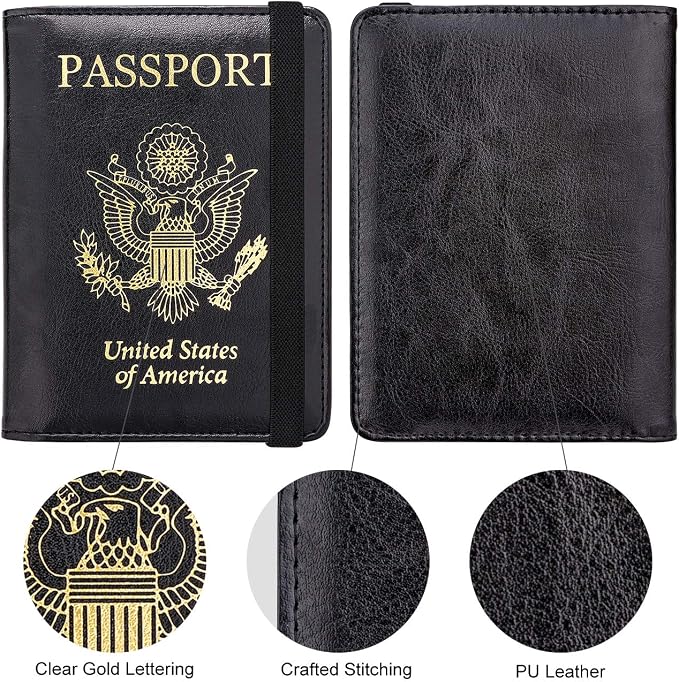 WALNEW Passport Holder for Travel, RFID Passport Cover Wallet for Women Men, PU Leather Passport Book Card Holder Case with Pen, Travelling Essentials for Flying | PU Leather Passport Cover Case with Pen Holder, Travel Must Haves Accessories, Passport ...