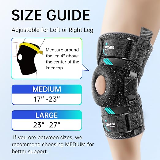 Hinged Knee Brace with Dual Metal Side Stabilizers & Patella Support – Adjustable Open Patella Knee Support for Men and Women – Helps with ACL, MCL, Meniscus Issues – Breathable Design for Sports, Running, Workout (Medium)