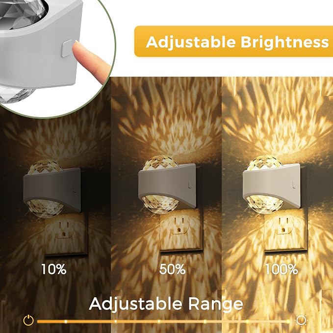 L LOHAS LED Night Light,Projector Night Light with Dusk to Dawn Sensor | 3000K Soft White, Brightness Adjustable,Plug in Nightlight for Bathroom,Bedroom,Hallway,Party,Home Decor
