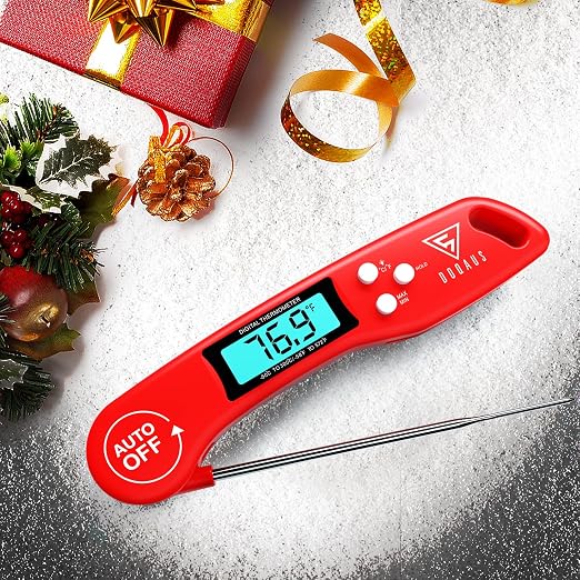 DOQAUS Digital Meat Thermometer, Instant Read Food Thermometer for Cooking | Backlit & Auto-Rotating Display, 4.6” Probe Perfect for Grilling, Baking, and BBQ Gift for Dad Men