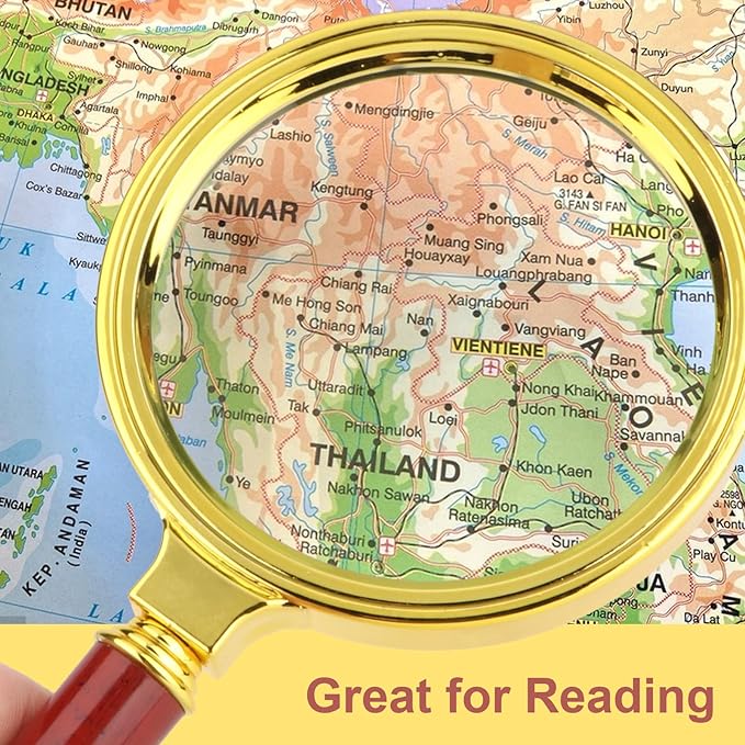 Rongon Handheld Magnifying Glass-2Pack, 7X Reading Magnifier with Cleaning Cloth, 80MM Lens Antique Magnifying Loupe for Seniors Hand Lens for ‌Book Reading‌ ‌Insect and Hobby Observation