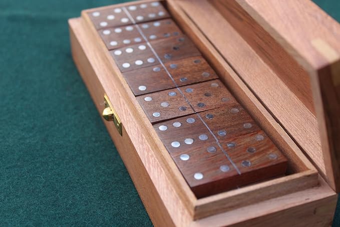 T one Dominos Set for Adults with Wooden Box(28 Tiles) | Dominos for Kids | Family Party Game | Gift for Birthday/Christmas/Father Day (Design-1)