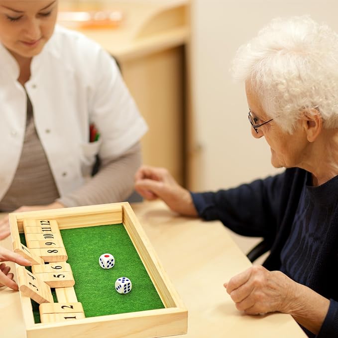 Dementia Toys for Elderly, 12 Numbers Memory Games for Patients Seniors | , Wooden Shut The Box Alzheimers Products for Elderly, Fidget Sensory Busy Board Gadgets Gifts Activities