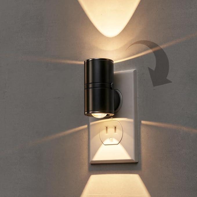 L LOHAS LED Night Lights Plug into Wall,Light Sensor, Projector Night Light | 2Pack,180°Rotating Nightlight,10/50/100LM Dimmable,Soft White,Dusk to Dawn,Ambient Lighting Mini for Bathroom,Decor,Kids,Gift