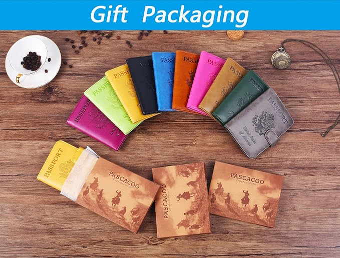 Passport Holder Cover Wallet RFID Blocking Leather Card Case Travel Accessories for Women Men (Atrovirens)