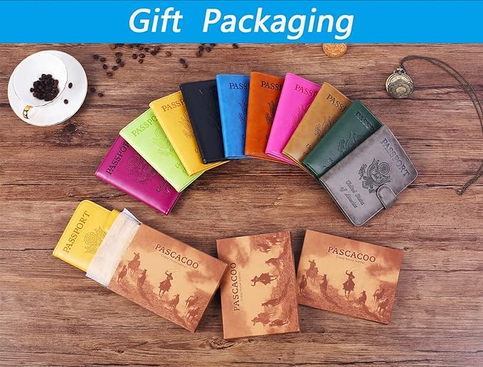 Passport Holder Cover Wallet RFID Blocking Leather Card Case Travel Accessories for Women Men (Apple green)