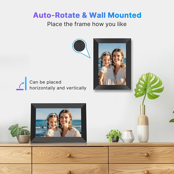 Uhale Digital Picture Frame 32GB Storage 10.1 Inch WiFi Electronic Photo Frames SD Card Slot IPS Touch Screen HD Display Auto Rotate Slideshow Share Videos Photos Instantly Send Wishes Remotely