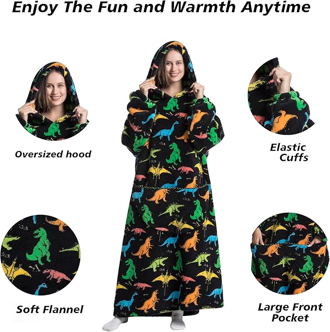 Blanket Hoodie, Long Hooded Blanket Sweatshirt as Birthday Gifts for Women Men, Long Wearable Blanket for Women Men.