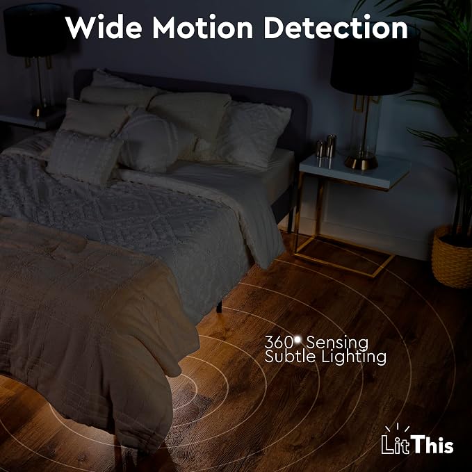 Under Bed Light, Ready-To-Use, No Setup, 360° motion activated night light