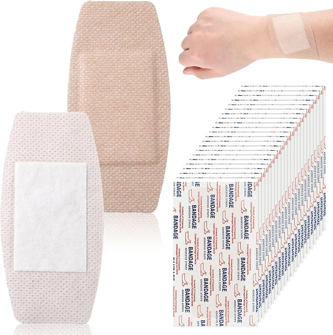 Funtery 60 Pcs Large Sensitive Skin Bandages Silicone Adhesive Bandages Bulk Elderly Painless Removal Silicone Wrappings for Sensitive Fragile Skin Delicate Wounds 3.9 x 2 in