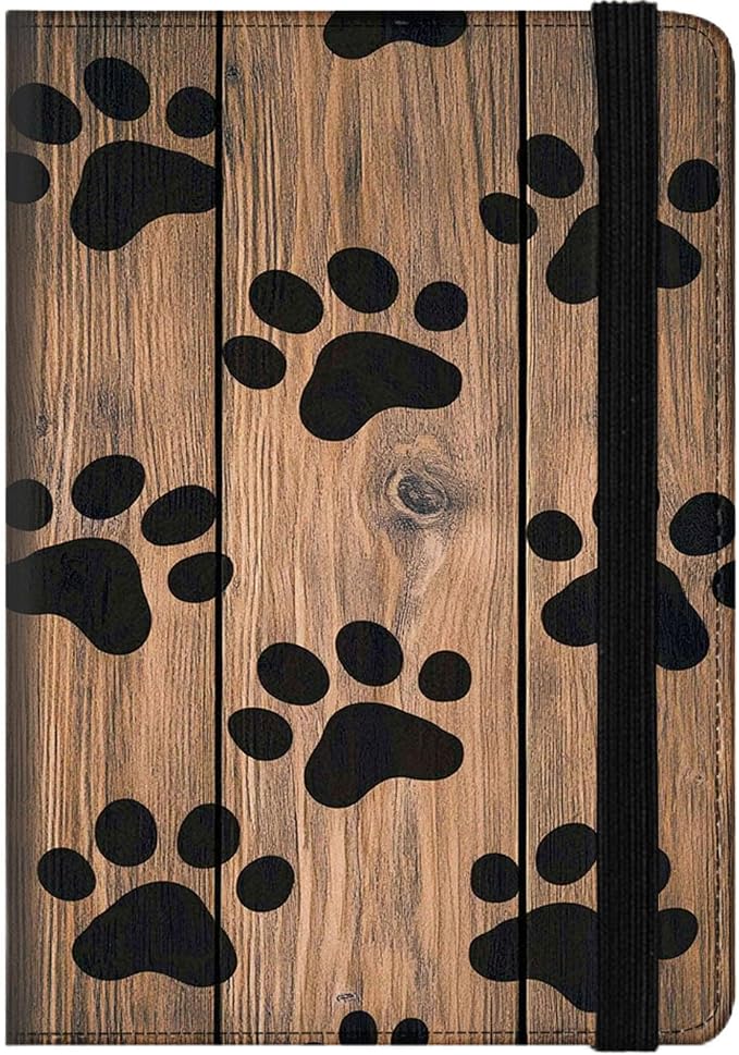 Passport Holder Wallet Cover Case,RFID Blocking Passport Cover,Large Capacity Travel Wallet with Multi Card Slots (Vintage Wood Paw Print Pattern)