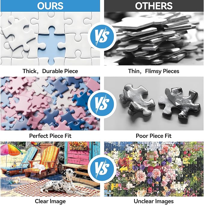 300 Piece Puzzles for Adults, 300 Piece Puzzles for Adults Large Piece, Summer Beach Dogs Trees Jigsaw Puzzle, Funny Gift for Adult Kids Senior Challenging Family Games Toy, 20.5 X 15 in