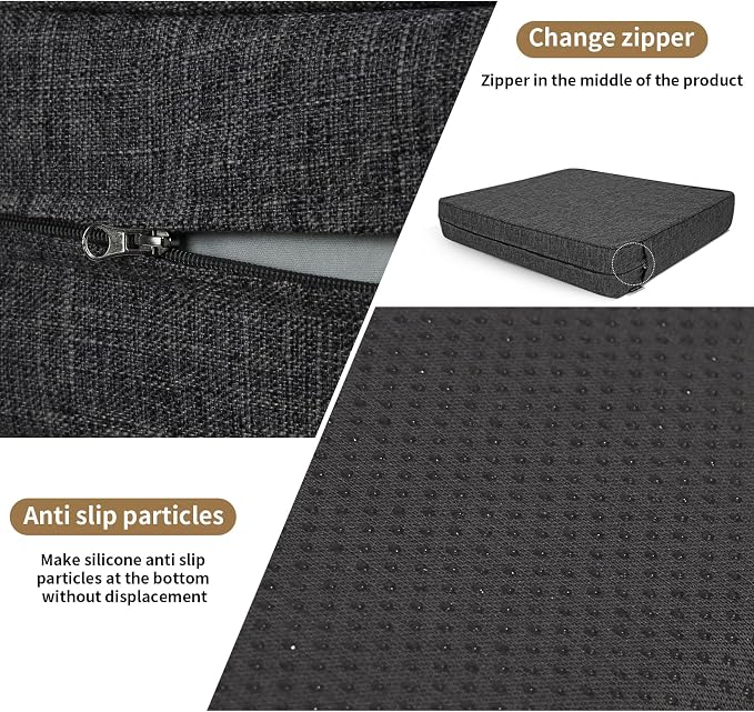 BUYUE Chair Lifting Cushion for Elderly 20" x 20" x 3", Friendly Woven Fabric High-Density Foam Recliner Chair Pad Couch Armchair Seat Cushion, Gray
