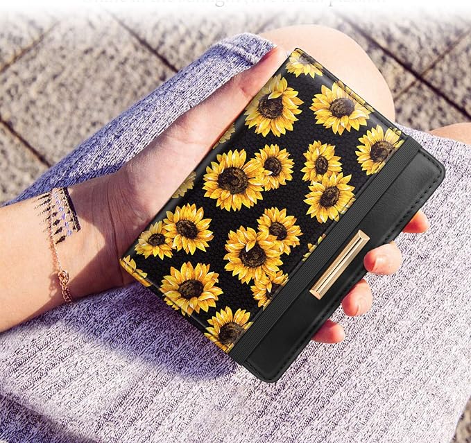 Coco Rossi Passport Holder for Travel Women Slim RFID Passport Cover Wallet | Travel Essentials, Passport Book Holders, Passport Wallet Cover Case, PU Leather, Cute, Thin, Spliced Design, Sunflower