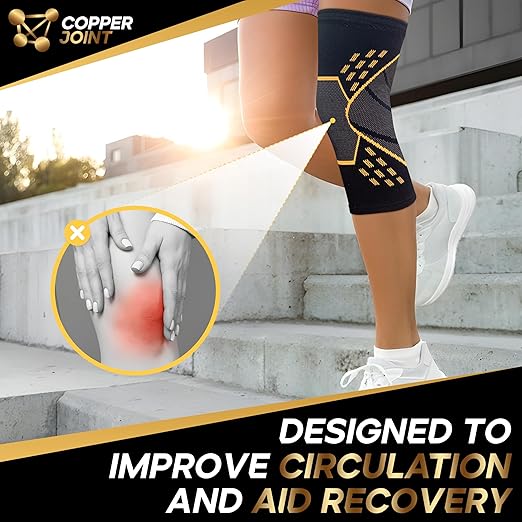 CopperJoint Knee Brace Women/Men -Copper Compression Knee Sleeves for Men, Knee Support Brace for Workout, Compression Sleeve, Pull On Knee Brace for Women, Copper Knee Braces for Men 2XL