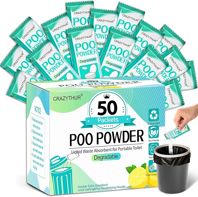 Poo Powder for Portable Toilet Gel Powder, Camping Toilet Gel | Pee Powder, Eco Toilet Gel for 650ml Urine/10g, Toilet Gel Powder for Outdoor Camping and Hiking