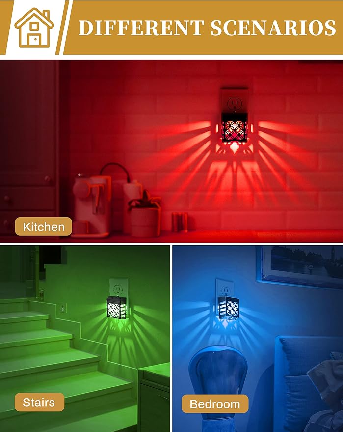 Night Lights Plug Into Wall [2 Pack], LED Night Light | Color-Changing, Plug in Night Light, 8 Color RGB, Dusk-to-Dawn, Night Light for Kids, Nightlights for Children, Baby