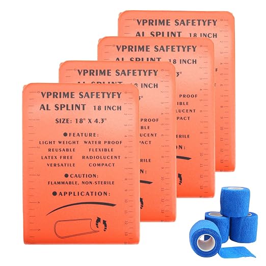 First Aid Splint, 36" Aluminum Waterproof Emergency Splint Kit | Reusable First Aid Kit, Fracture Immobilizer for Sports, Hiking, EMT, Home, Human Limbs & Pet Bone Injuries, 4 Pieces