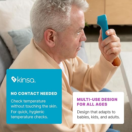 Kinsa QuickScan Smart No-Touch Digital Forehead Thermometer for Fever | Contactless readings for babies, kids and adults; smartphone app tracks family health and provides symptom advice