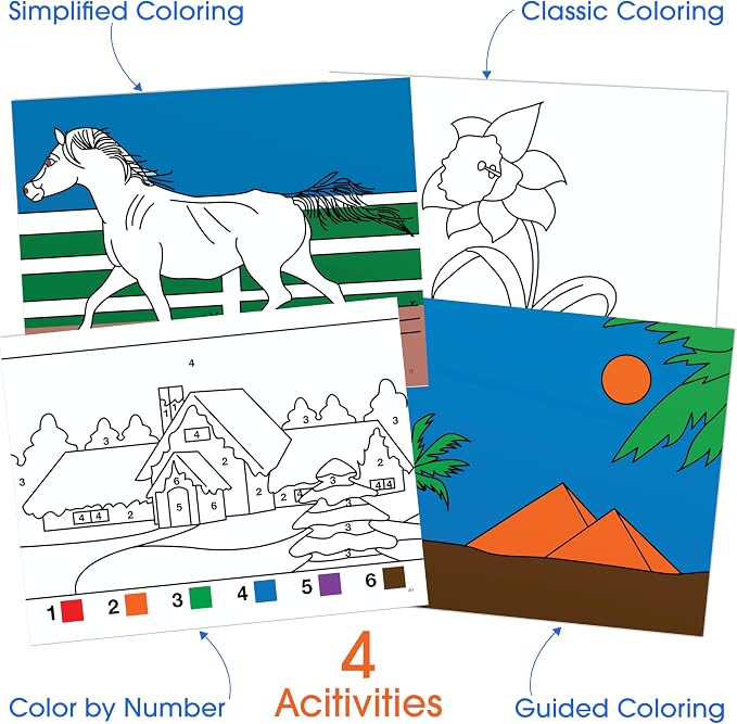 Keeping Busy Coloring Book Kit Dementia Activities for Seniors, Alzheimer Products for Elderly Patients | Cognitive Brain Fun & Easy Adult Coloring Book for Senior Citizens w/Memory Loss or Alzheimers