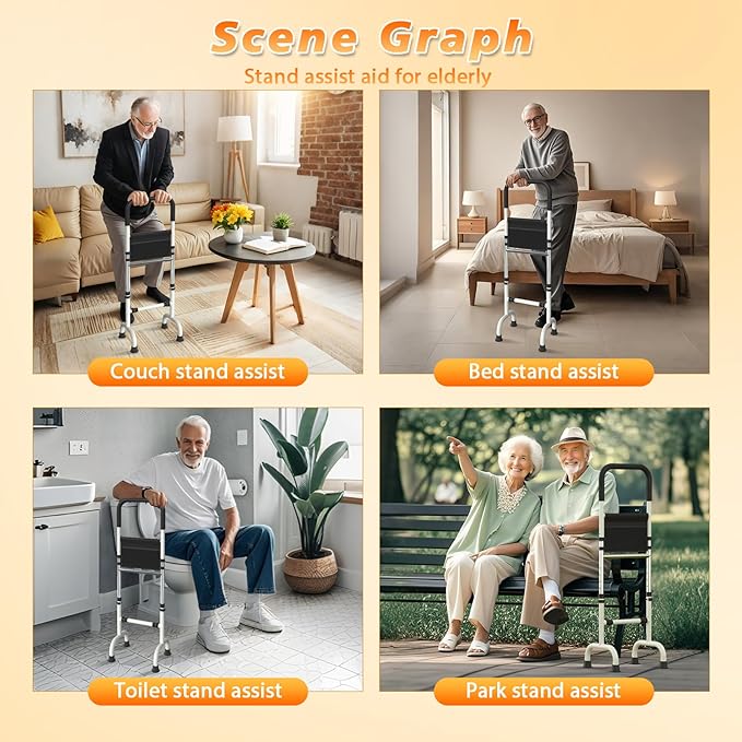 Stand Assist Aid for Elderly Chair Couch Standing Aids and Supports Hip Knee Surgery Recovery Aid Adjustable up to 400lb Height, Mobility Aids Tool Help get up for Seniors Bedrooms Toilet Bathrooms